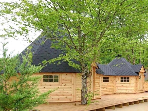 Doppelkota Campinghaus Eventhaus 16m² + 25m² Kiefer